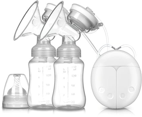 Petyoung Electric Breast Pump, Double Breast Milk Pump, Portable Painless Strong Suction Automatic Breastfeeding Pump, Anti- Backflow