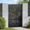IKAYAA Puerta de Jardín 105x155 cm, Puerta para Valla con Sistema de Cerradura Acero Oxidado, diseño de Hojas Negro
