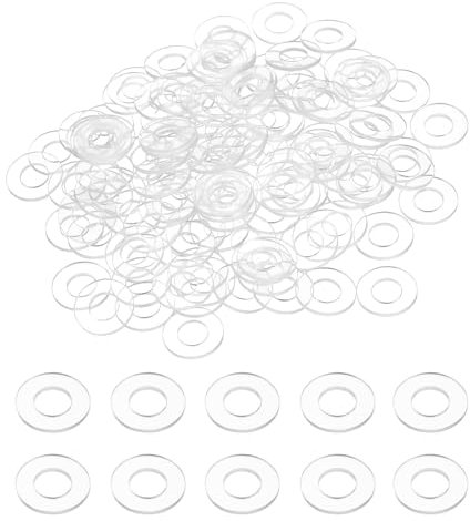 sourcing map Lot de 120 rondelles plates M5 en PVC - 5 mm x 12 mm x 1 mm d'épaisseur - Œillets unis en plastique - Joint d'étanchéité pour tuyau d'eau - Transparent