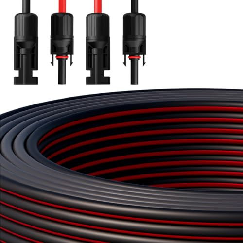 Câble solaire duplex 3 m 4 mm² H1Z2Z2-K - Avec fiche MC4 - Certifié TÜV - 1500 V 30 A - Résistant aux UV et aux intempéries - Pour installations solaires, photovoltaïques, camping-cars et centrales de