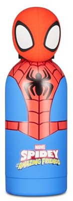 Seven Spiderman Trinkflasche, Thermosflasche, Wasserflasche, Thermosflasche aus Edelstahl, BPA-frei, 350 ml, Silikondeckel, Kinder, Jungen, Mädchen, Geschenkidee, rot/blau