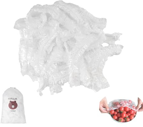 SZWLJ 100 PCS Thickened Fresh Keeping Bags,Food Covers | Cling Film Lid for Food Storage,Elastic Material Polyethylene Seal for Vegetable Fruit Meat Food Preservation Fridge Freezer