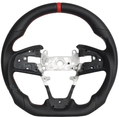 Lenkrad kompatibel mit Honda Civic 10. Generation für Type-R FK8 (2016–2021), Lenkradbaugruppe mit roter Naht und Flacher Unterseite
