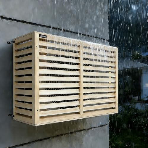 Verkleidung Abdeckung für Klimaanlage oder Wärmepumpe Wandmontage naturbelassen Sichtschutz Holz für Außengeräte