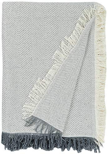 Martina Home Spiga vielseitiger Schal, 80 % Baumwolle, 20 % Polyester, roh/grau 260 Length x 180 Width cm