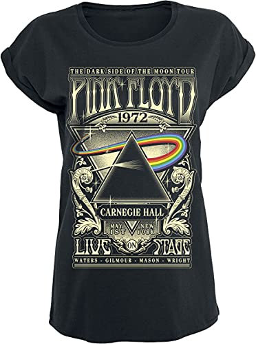 Pink Floyd The Dark Side of The Moon - Live On Stage 1972 Donna T-Shirt Nero M 100% Cotone Regular