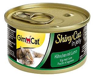 GimCat ShinyCat in Jelly Hühnchen mit Lamm - Nassfutter mit Fleisch und Taurin für Katzen - 24 Dosen (24 x 70 g)