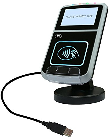 ACR123U Intelligentes Lesegerät ohne Kontakt, Arm CortexTM-M3 32 Bit Sam, kompatibel mit ISO 7816, 16 Alphanumerische Zeichen x 8 Linien LCD Grafik (128 x 64 Pixel)
