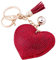 Soleebee Leder Liebes-Herz Keychain Bling Kristallstrass Taschen Koffer Rucksäcke Zubehör Charm Auto Schlüsselanhänger Schlüsselring mit Quasten (Rot)
