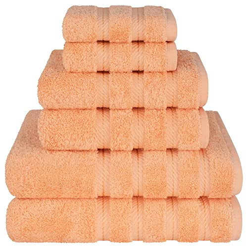American Soft Linen Luxuriöses 6-teiliges Handtuchset, 2 Badetücher, 2 Handtücher, 2 Waschlappen, 100% türkische Baumwolle Handtücher für Badezimmer, Malibu Handtuchsets
