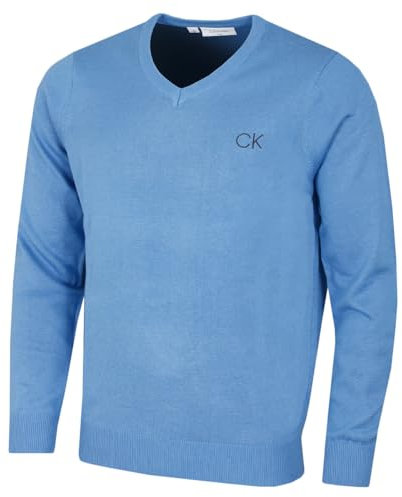 Calvin Klein Golf Mens V-Neck Tour Sweater - Blue Marl - S