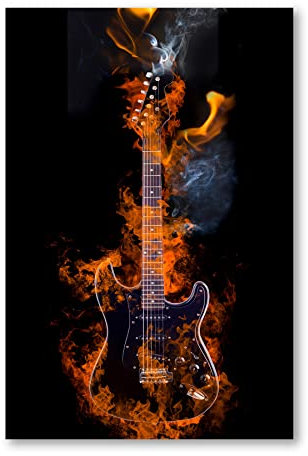 Postereck - 2920 - Gitarre, Flamme Rauch Feuer Musik Rockn Roll Band - Wandposter Fotoposter Bilder Wandbild Wandbilder - Poster - 3:2-91,0 cm x 61,0 cm
