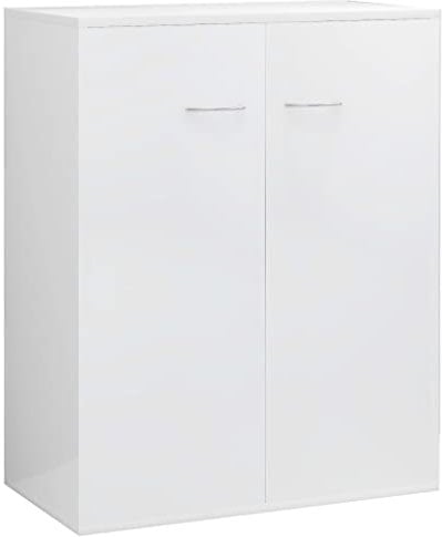 vidaXL Aparador de Almacenaje Almacenamiento Auxiliar Cajonera Organizador para Hogar Mueble Servicio de Buffet de Contrachapada Blanco Brillante