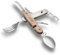 Camp Buddy Klappbares Campingbesteck mit Holzgriff - 6-in-1 Outdoor Besteck als Taschenmesser - Messer, Gabel, Löffel, Öffner - Ideal für Wandern, Camping, Festival, 1 Stück