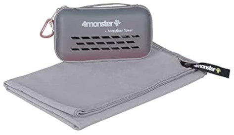 4Monster Mikrofaser-Reisehandtuch, schnelltrocknend, leicht, sehr weich, super saugfähig, kompaktes Camping-Handtuch für Sport, Fitnessstudio, Strand, Camping, Yoga, Dunkelgrau, Small(80x40cm)