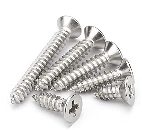 BOZONLI M5 Tornillos Autorroscante de Acero Inoxidable Tornillos Phillips de Cabeza Plana, M5×20mm,50 pcs