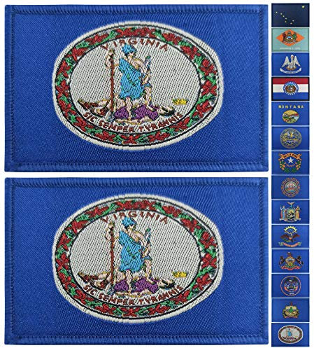 JBCD 2 Stück Aufnäher mit Flagge von Virginia, Flagge, taktischer Flicken mit Klettverschluss für Kleidung, Hut, Flicken im Militär-Stil