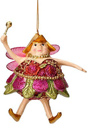 Mini Elfe Fee Dicke Elfe Anhänger Deko Hänger 8 cm hoch Ostern Osterdeko Advent Weihnachten Christbaumschmuck (orientrot-grün-pink)