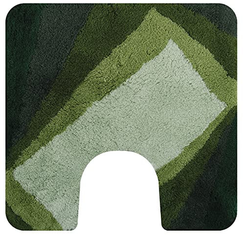 Spirella Badteppich Badematte Duschvorleger Hochflor | flauschig | rutschhemmend | geeignet für Fußbodenheizung | 55x55 cm Grün, Green, 55 x 55 cm mit WC Ausschnitt