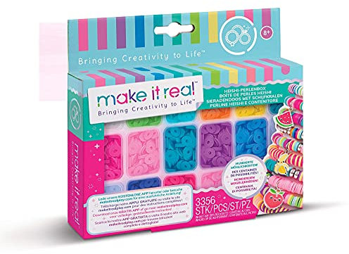 Make It Real 2901704 Heishi-Perlen in Aufbewahrungsbox, Bastelset, DIY Schmuckset, Schmuck selber basteln, Kreativ-Kit für Kinder, Mehrfarbig 1704