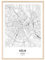 JUNOMI® Köln Poster DIN A2 mit Rahmen Natur, DIN A2 Wohnzimmer Deko, Modernes Wandbild, Köln Bild, Wandbild mit Rahmen, Stadtplan Poster Köln, perfekte Geschenkidee für Kölner