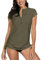 BesserBay Damen Bademode Rash Guard UV Shirts Kurzarm Schwimmshirt UPF 50+, Oliv, Gr.- 40 EU/Large
