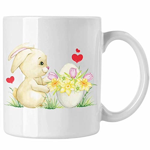 Trendation - Tasse Ostern Ostergeschenke Kinder Jugendliche Geschenke Lustige Grafik Osterhase Osterei (Weiß)