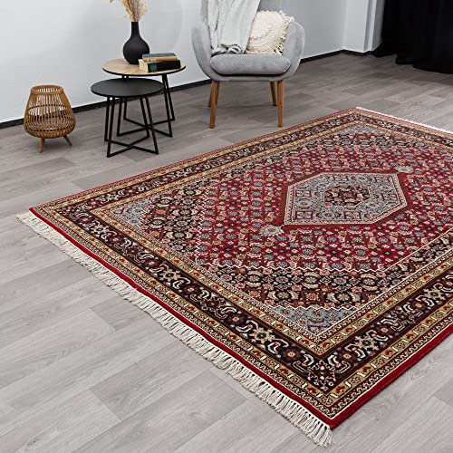 Steffensmeier Orientteppich Bidjar fein | Beste Schurwolle | Orientalisch | Rot, Handgeknüpft, Größe: 80x200 cm