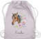 Turnbeutel Rucksack - Pferd Pferde - Wunschname Pferdekopf Name I Pferdemotiv I Geschenk Pferdemädchen - Unisize - Pastell Rosa - beutel für kindergarten pferderucksäcke pferden horse sportbeutel