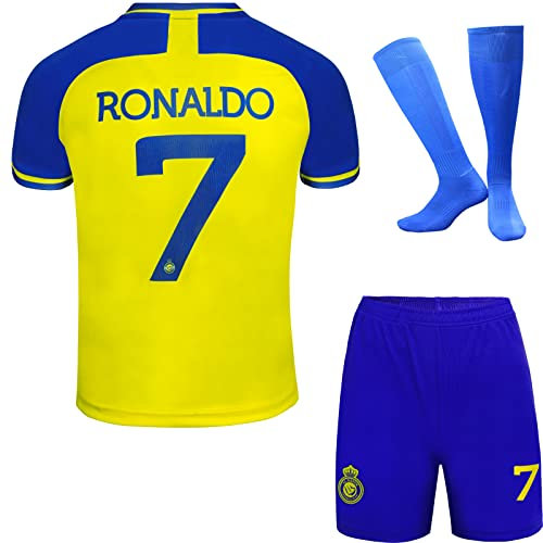metekoc NASSR Riyadh Al Heim #7 Football Fußball Kinder Trikot Shorts Socken Jugendgrößen (Heim,26)