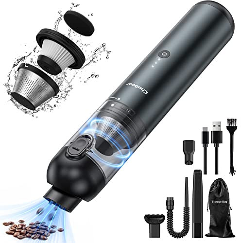 Chuboor Aspirapolvere Auto, Aspirapolvere Portatile 18000Pa Aspirabriciole 4 in 1 con 4x2000mAh Mini Aspirapolvere e Triplo Filtro Tempo di Lavoro 25 Min Ricarica USB Per Casa/Auto (Grigio)