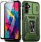 GOLDJU For Samsung Galaxy A34 5G Case,Military Grade Shockproof Samsung A34 Case with Rotatable Ring Kickstand [1 * 9H Screen Protector] Anti-Scratch Armour Phone Cover for Samsung A34 5G,Green