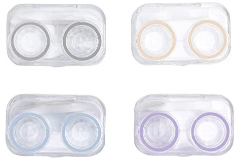 Othirls 4 PCS Contact Lens Cases, Colorful Contact Lens Container Holder, Outdoor Portable Mini Contact Lens Soak Storage Kit for Travel & Home (Purple,Gray,Yellow,Blue)