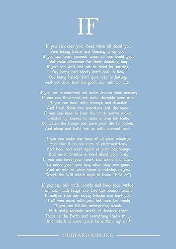 Rudyard Kipling If Poème imprimé Bleu Format A4