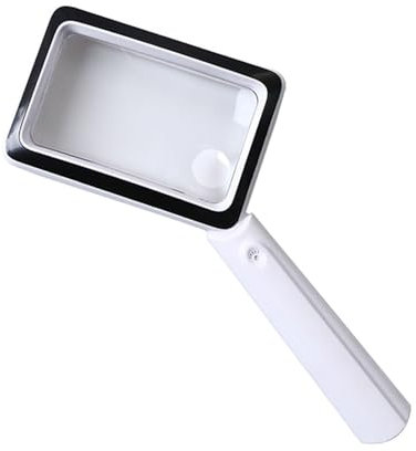Meichoon Rechteckige Lupe, Handlupe, per USB, wiederaufladbar, mit 20 LED-Lichtern, berührungsverstellbar, hohe Auflösung, Sichtfeld, Experimentbeobachtung