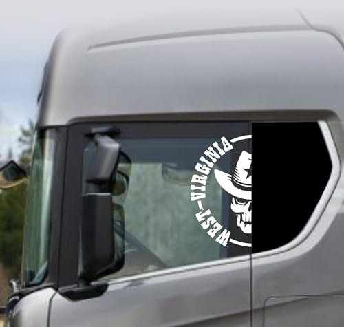 DualColorStampe Adesivi Compatibili con Scania Daf Iveco Man Camion accessori camion stickers camion finestrino WEST COD.0366 (BIANCO LUCIDO)