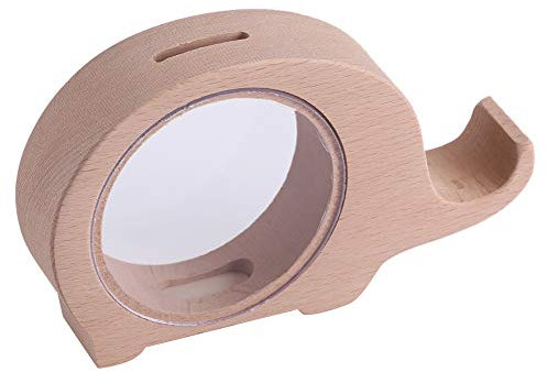 ANKROYU Elefanten-Spardose aus Holz, Transparente Tierform aus Holz, Handgefertigte Tier-Spardose, Transparente Spardose aus Holz Für Tischdekoration