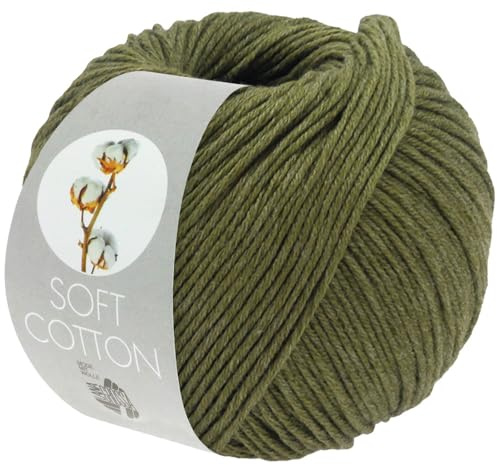 LANA GROSSA Soft Cotton | Weiches Baumwollgarn mit modernem Mikrofaseranteil | Handstrickgarn aus 70% Baumwolle & 30% Polyacryl | 50g Wolle zum Stricken & Häkeln | 140m Garn FB50