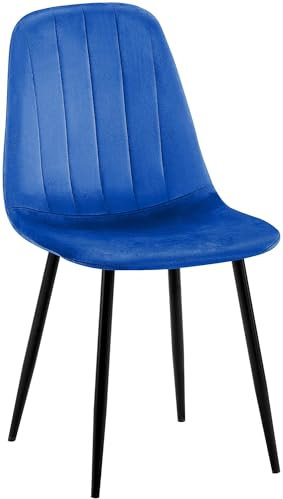 CLP Esszimmerstuhl Baxter I Polsterstuhl Mit Samt-Bezug I Gestell Aus Metall, Farbe:blau