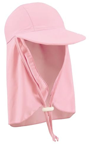 crazy bean Chapeau de Soleil Enfant Protège Nuque Casquette de Natation de Plage d'Été pour Garcon Fille de Mentonnière Réglable Pliable Casquette Enfant Con Visiere UV Protection Rose