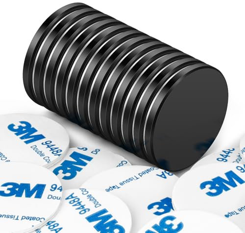 Wukong 32×3mm Neodym Magnete, 12 Stück Schwarz Magnete Selbstklebend Stark, Extra Starke Magneten, Magnete zum Kleben für Magnettafel, Holzbretter und Fliesen