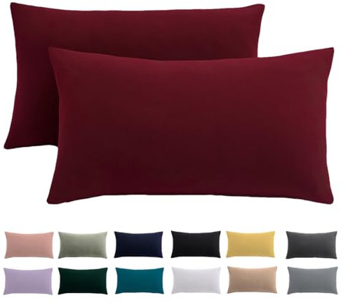 Kissenbezug 30x50 2er Set - Kopfkissenbezug 30 x 50 cm Rot Für Kissen 100% Mikrofaser Kissenhülle Bügelfrei & Knitterfrei mit Reißverschluss