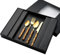 In Primo Piano Manico in Bambù Autentico Cucina Acciaio Inossidabile Posate Stoviglie Posate Coltelli Forchette Cucchiai Set Coltello Da Bistecca Per (Oro,20 pezzi/confezione regalo)