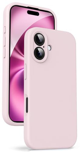 Supdeal Coque en Silicone Liquide pour iPhone 16, [Protection de la Caméra] [Coque en Microfibre] [Protection 4 Couches], Étui à Prise en Main Ultra-Mince et Confortable, 6,1, Rose