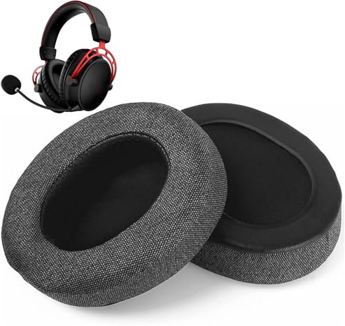 DowiTech Atmungsaktive&Strapazierfähige Ersatz-Ohrpolster Kompatibel mit HyperX Cloud Alpha Headset Ohrpolster mit professionellem Stoff und Memory-Schaum