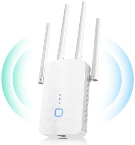 MEETOWN Repetidor WiFi, 1200M Amplificador Señal WiFi con Conexión LAN, WPS, 5G y 2.4G Repetidor WiFi Largo Alcance, Compatible con 99% de los Routers Estándar, Cubre hasta 30 Dispositivos