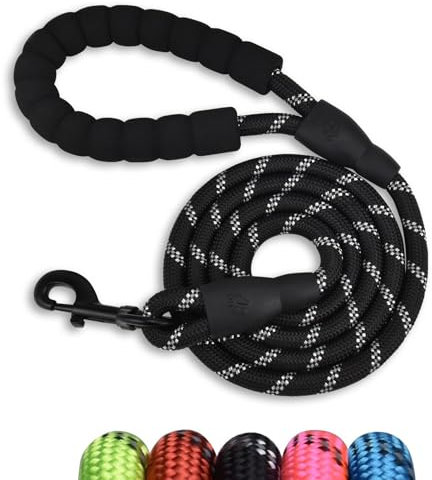 Slip Rope Dog Lead with Comfortable Padded Handle,1.5/2 m Reflective Dog Lead and Multi-Colour for Dogs, 1.2 cm (Black, 150 * 1.2cm)