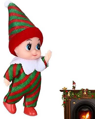Elfe Weihnachten Puppe, 9cm Elfen Baby Puppe, Baby Weihnachten elfs, Weihnachtselfen Figuren Deko, Weihnachtszubehör minis, Baby Weihnachtself Für Weihnachten Neujahr Geschenk,Weihnachtsstrumpffüller