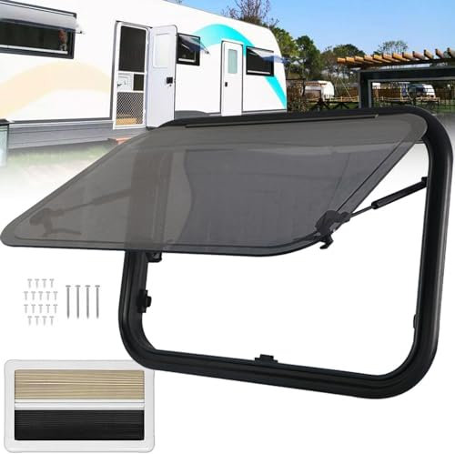Finestre per Camper, finestre per roulotte, finestre a Battente, finestra laterale, finestre per roulotte con oscuranti e zanzariere integrati, per roulotte e Camper,600*300mm