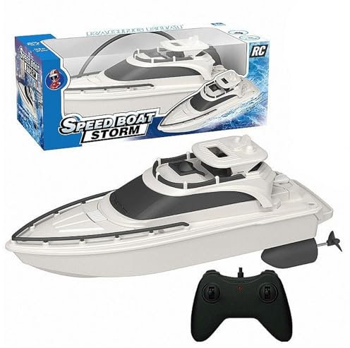 KDAMGOQE Remote Control Boats, 2.4ghz 4-Way Waterproof RC Ship, Obstacle Avoidance RC Battleship with Dual Propeller, Battery-Operated Simulation Yacht Rc Boat for Pool, Lakes